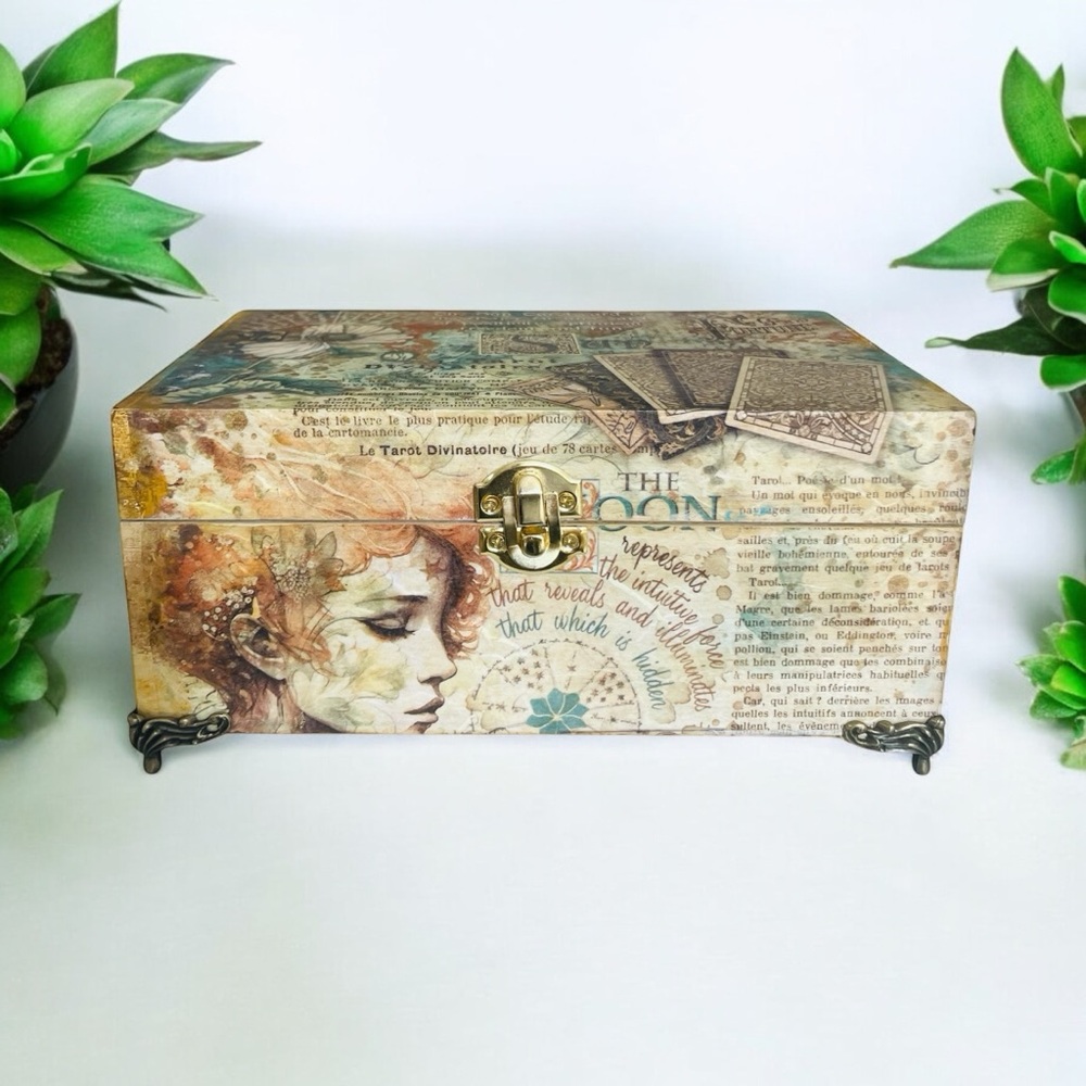 Tarot Card Box Handcrafted wooden Box Keepsake Box
